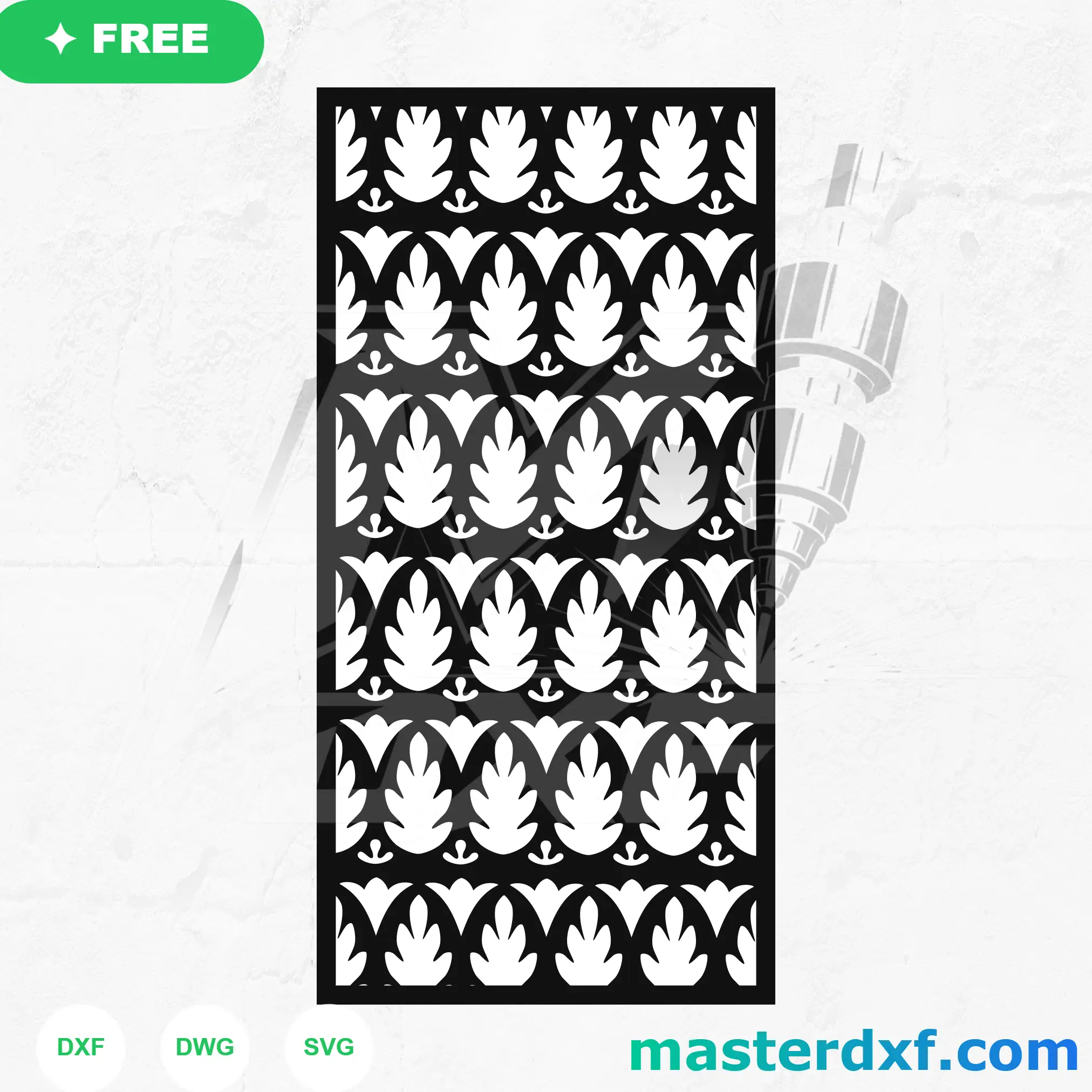 Leaf Row Arch DXF Pattern for Tropical-Inspired Screens DXF File